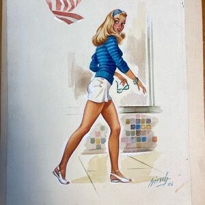 Original 1940s Joseph Hirsch Illustration – Signed 15x11